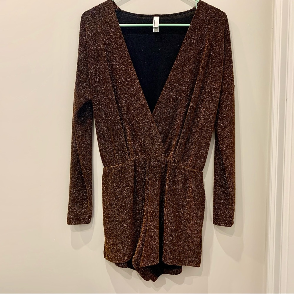 American Apparel glittery bronze romper, size XS